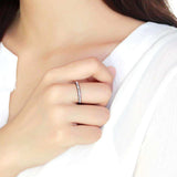 Alamode IP Black(Ion Plating) Stainless Steel Ring with Top Grade Crystal in Aurora Borealis (Rainbow Effect) - Alamode - Flyclothing LLC