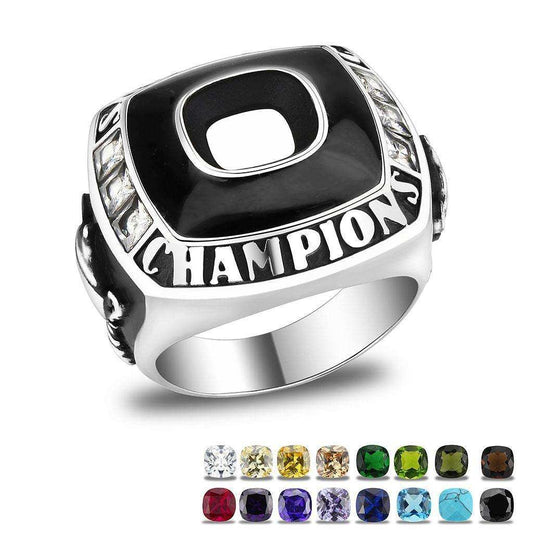 High polished (no plating) Stainless Steel Ring with Synthetic Spinel in Montana - Alamode - Flyclothing LLC