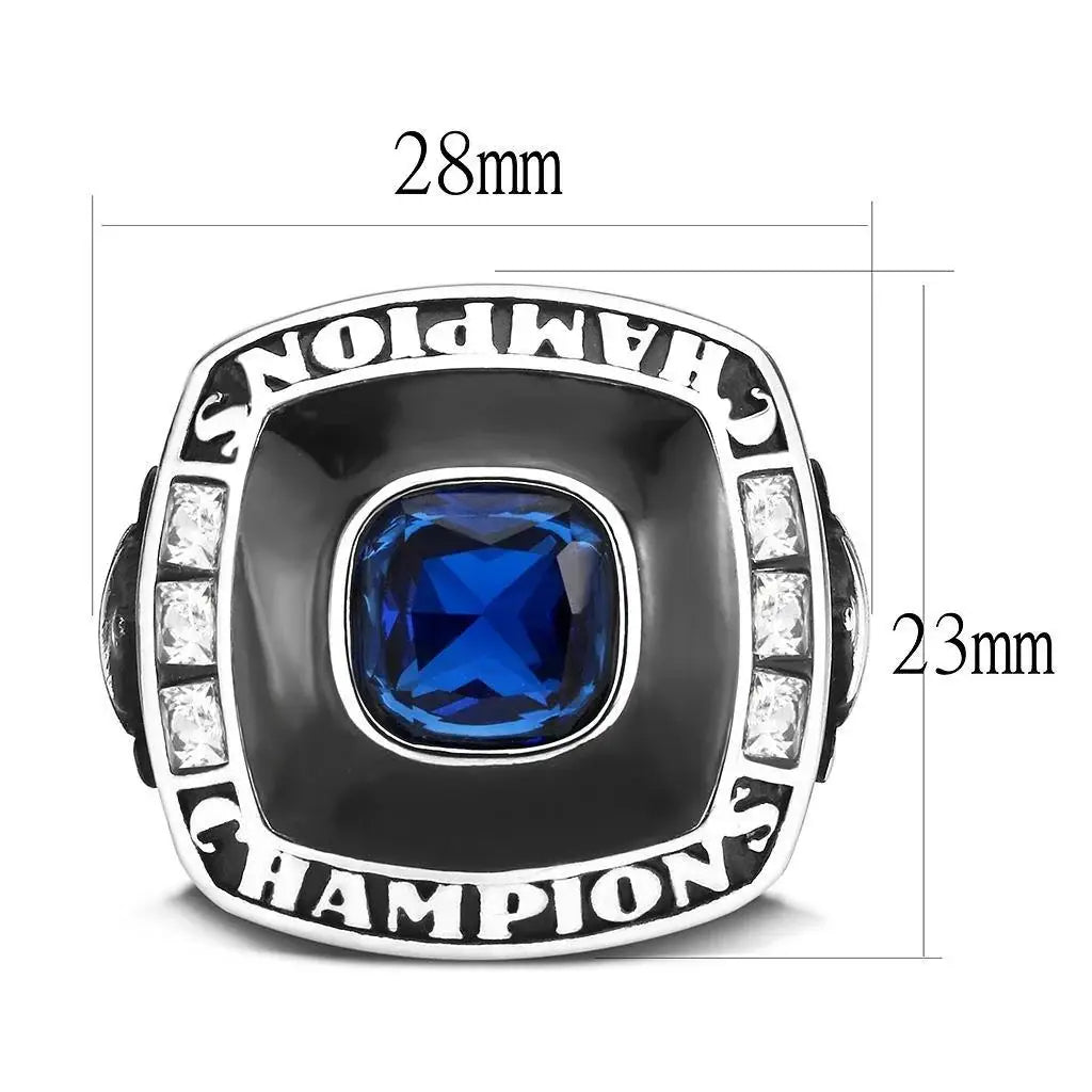 High polished (no plating) Stainless Steel Ring with Synthetic Spinel in Montana - Alamode - Flyclothing LLC