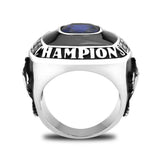 High polished (no plating) Stainless Steel Ring with Synthetic Spinel in Montana - Alamode - Flyclothing LLC
