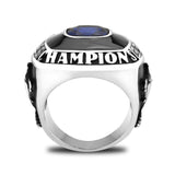 High polished (no plating) Stainless Steel Ring with Synthetic Spinel in Montana - Alamode