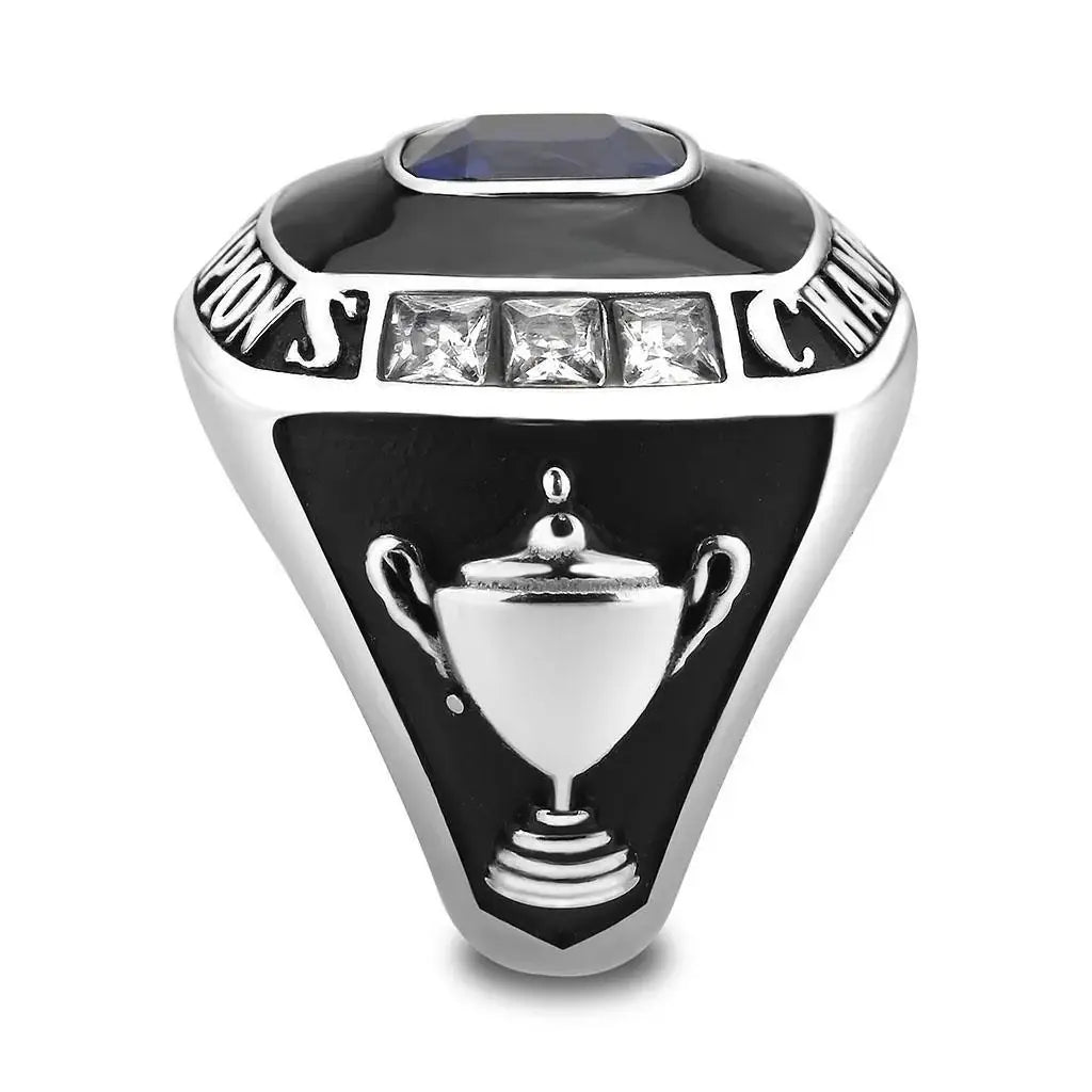 High polished (no plating) Stainless Steel Ring with Synthetic Spinel in Montana - Alamode - Flyclothing LLC