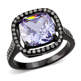 Alamode IP Black Stainless Steel Ring with AAA Grade CZ in Light Amethyst Ring - Alamode - Flyclothing LLC