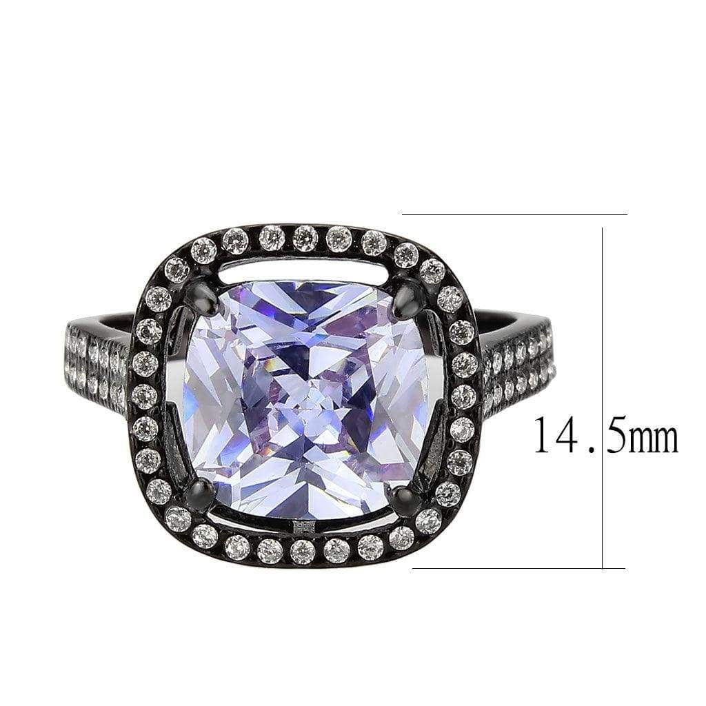 Alamode IP Black Stainless Steel Ring with AAA Grade CZ in Light Amethyst Ring - Alamode - Flyclothing LLC