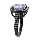 Alamode IP Black Stainless Steel Ring with AAA Grade CZ in Light Amethyst Ring - Alamode - Flyclothing LLC