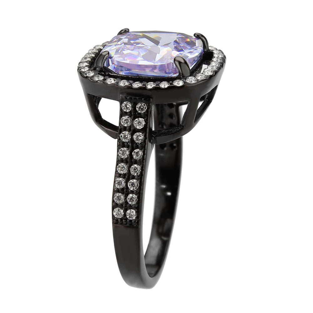 Alamode IP Black Stainless Steel Ring with AAA Grade CZ in Light Amethyst Ring - Alamode - Flyclothing LLC
