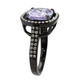 Alamode IP Black Stainless Steel Ring with AAA Grade CZ in Light Amethyst Ring - Alamode