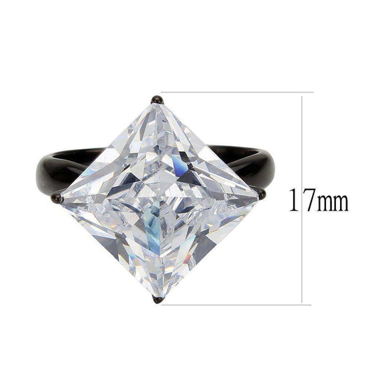 Alamode IP Black Stainless Steel Ring with AAA Grade CZ in Clear Ring - Alamode - Flyclothing LLC