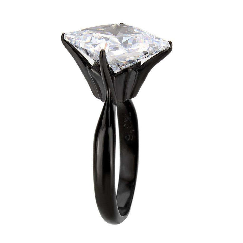 Alamode IP Black Stainless Steel Ring with AAA Grade CZ in Clear Ring - Alamode - Flyclothing LLC