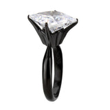 Alamode IP Black Stainless Steel Ring with AAA Grade CZ in Clear Ring - Alamode