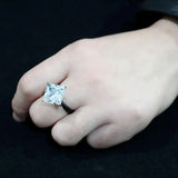 Alamode IP Black Stainless Steel Ring with AAA Grade CZ in Clear Ring - Alamode - Flyclothing LLC