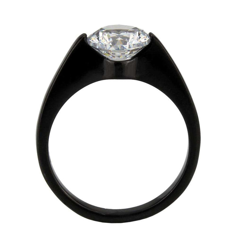 Alamode IP Black Stainless Steel Ring with AAA Grade CZ in Clear - Alamode - Flyclothing LLC