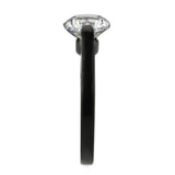 Alamode IP Black Stainless Steel Ring with AAA Grade CZ in Clear - Alamode - Flyclothing LLC