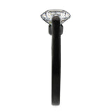 Alamode IP Black Stainless Steel Ring with AAA Grade CZ in Clear - Alamode