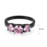 Alamode IP Black Stainless Steel Ring with AAA Grade CZ in Rose - Alamode