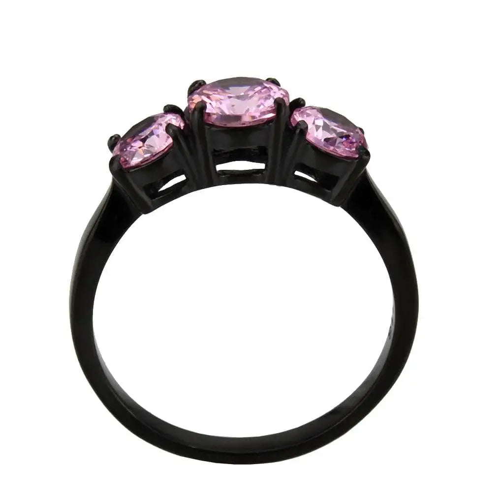 Alamode IP Black Stainless Steel Ring with AAA Grade CZ in Rose - Alamode - Flyclothing LLC