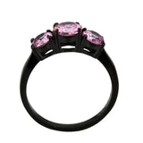 Alamode IP Black Stainless Steel Ring with AAA Grade CZ in Rose - Alamode - Flyclothing LLC