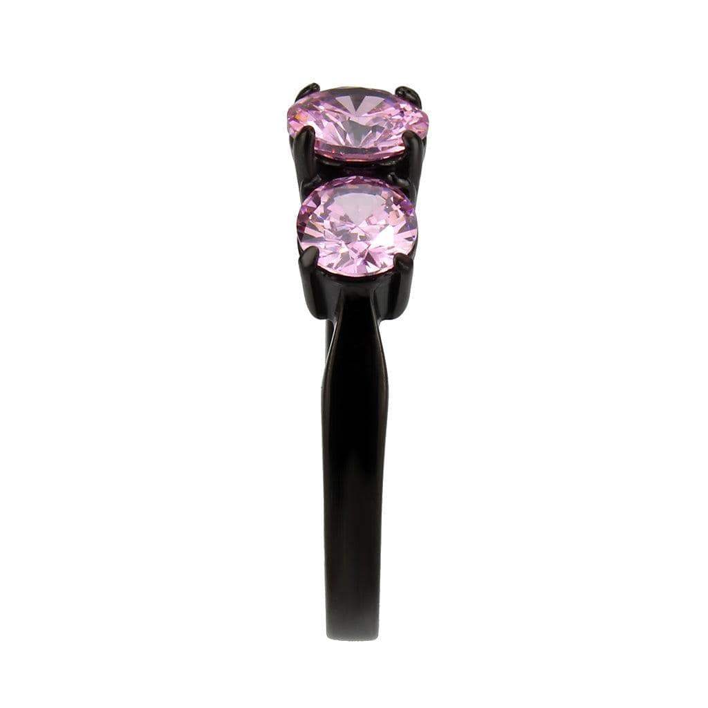 Alamode IP Black Stainless Steel Ring with AAA Grade CZ in Rose - Alamode - Flyclothing LLC