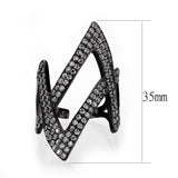 Alamode IP Black Stainless Steel Ring with AAA Grade CZ in Clear Ring - Alamode - Flyclothing LLC