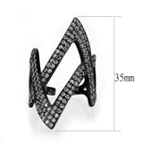 Alamode IP Black Stainless Steel Ring with AAA Grade CZ in Clear Ring - Alamode