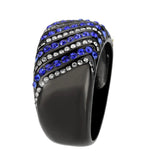 Alamode IP Black Stainless Steel Ring with AAA Grade CZ in Blue Ring - Alamode - Flyclothing LLC