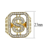 Alamode IP Gold(Ion Plating) Stainless Steel Ring with Top Grade Crystal in Clear - Alamode - Flyclothing LLC
