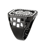 Alamode Two Tone IP Black (Ion Plating) Stainless Steel Ring with Top Grade Crystal in Clear - Alamode