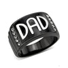 Alamode Two Tone IP Black (Ion Plating) Stainless Steel Ring with Top Grade Crystal in Clear