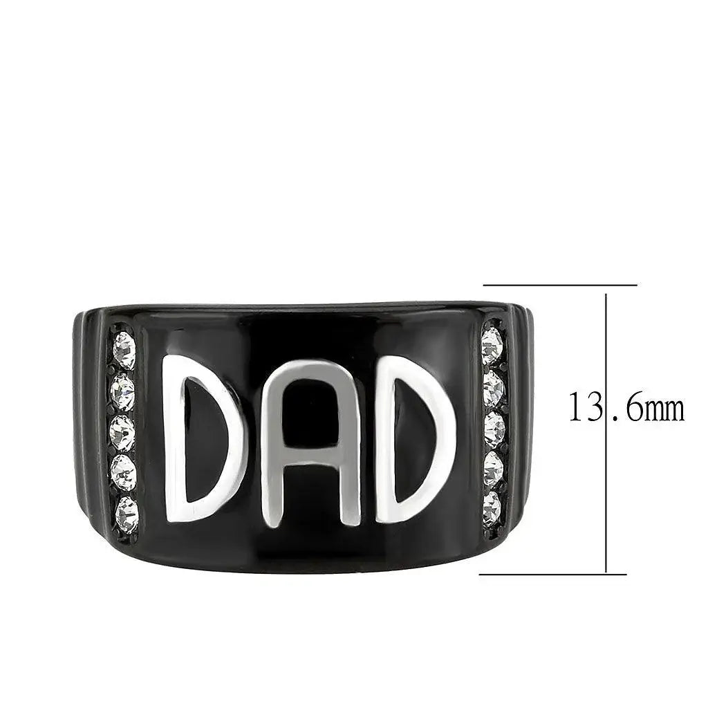 Alamode Two Tone IP Black (Ion Plating) Stainless Steel Ring with Top Grade Crystal in Clear - Alamode - Flyclothing LLC