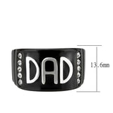 Alamode Two Tone IP Black (Ion Plating) Stainless Steel Ring with Top Grade Crystal in Clear - Alamode - Flyclothing LLC