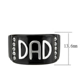 Alamode Two Tone IP Black (Ion Plating) Stainless Steel Ring with Top Grade Crystal in Clear - Alamode
