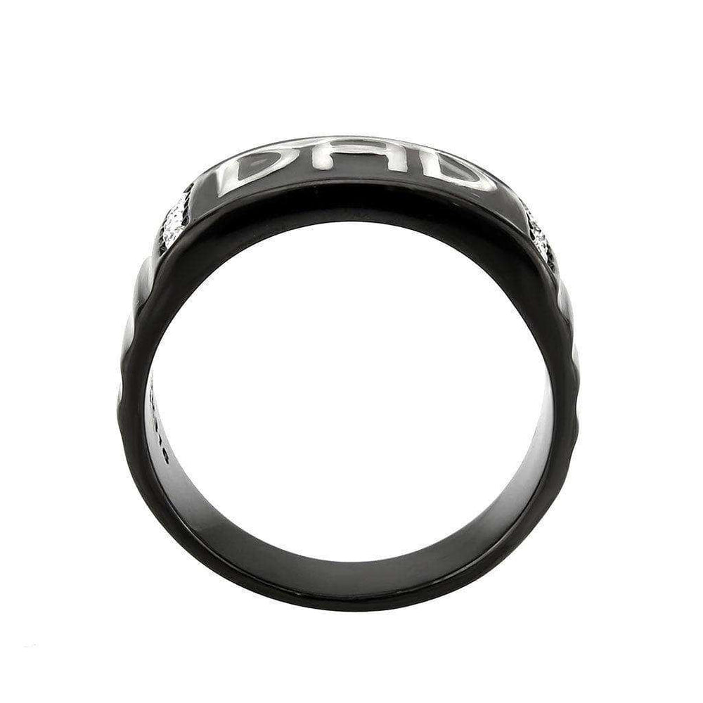 Alamode Two Tone IP Black (Ion Plating) Stainless Steel Ring with Top Grade Crystal in Clear - Alamode - Flyclothing LLC
