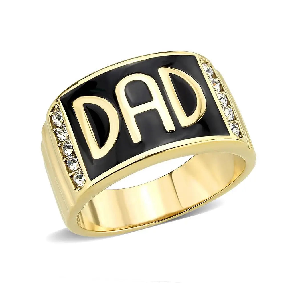 Alamode IP Gold(Ion Plating) Stainless Steel Ring with Top Grade Crystal in Clear - Alamode - Flyclothing LLC