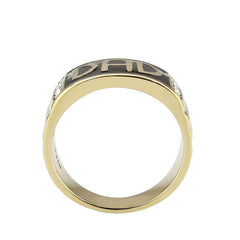 Alamode IP Gold(Ion Plating) Stainless Steel Ring with Top Grade Crystal in Clear - Alamode