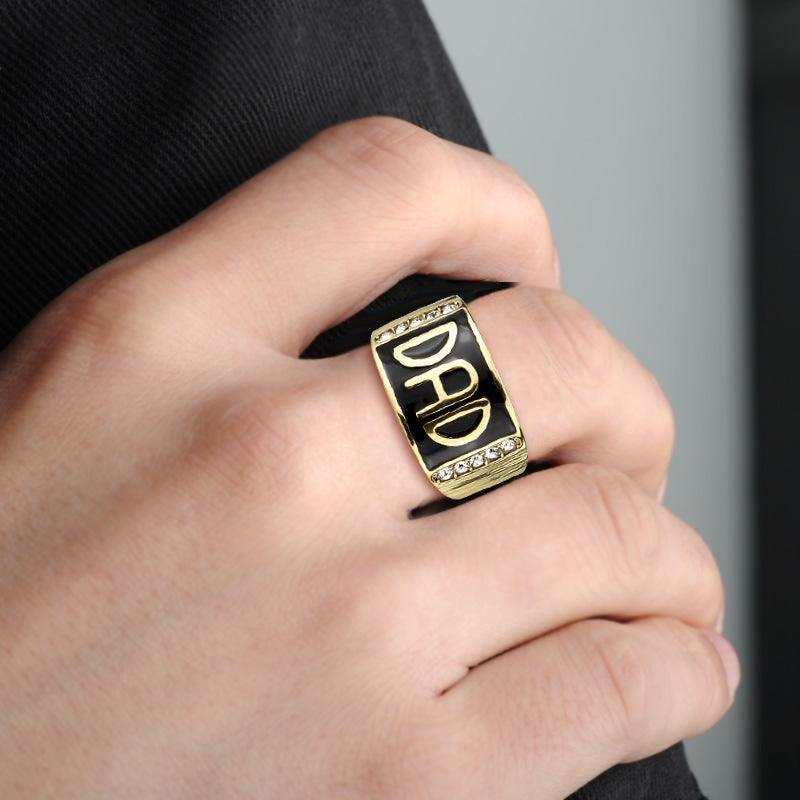 Alamode IP Gold(Ion Plating) Stainless Steel Ring with Top Grade Crystal in Clear - Alamode
