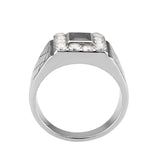 Alamode High polished (no plating) Stainless Steel Ring with AAA Grade CZ in Jet - Alamode