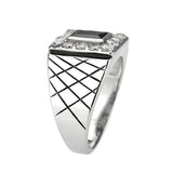 Alamode High polished (no plating) Stainless Steel Ring with AAA Grade CZ in Jet - Alamode