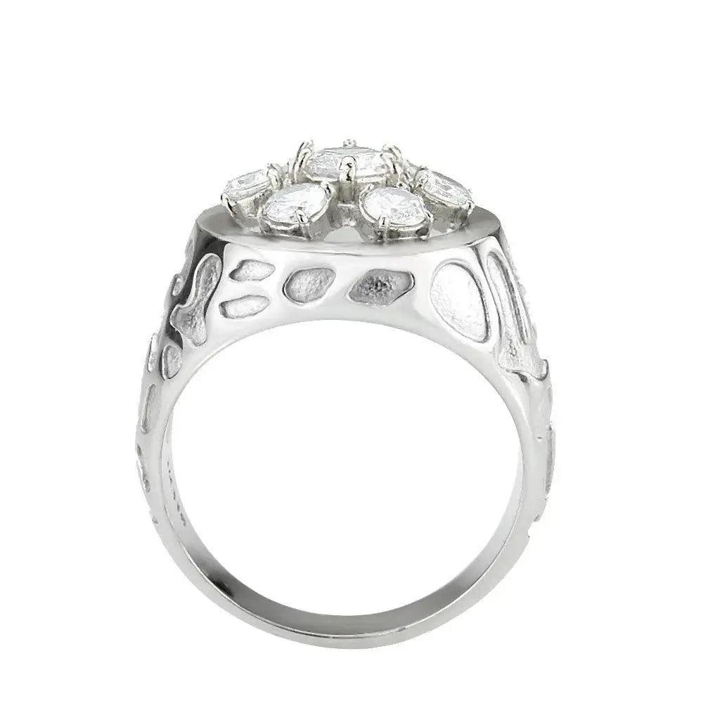 Alamode High polished (no plating) Stainless Steel Ring with AAA Grade CZ in Clear - Alamode - Flyclothing LLC