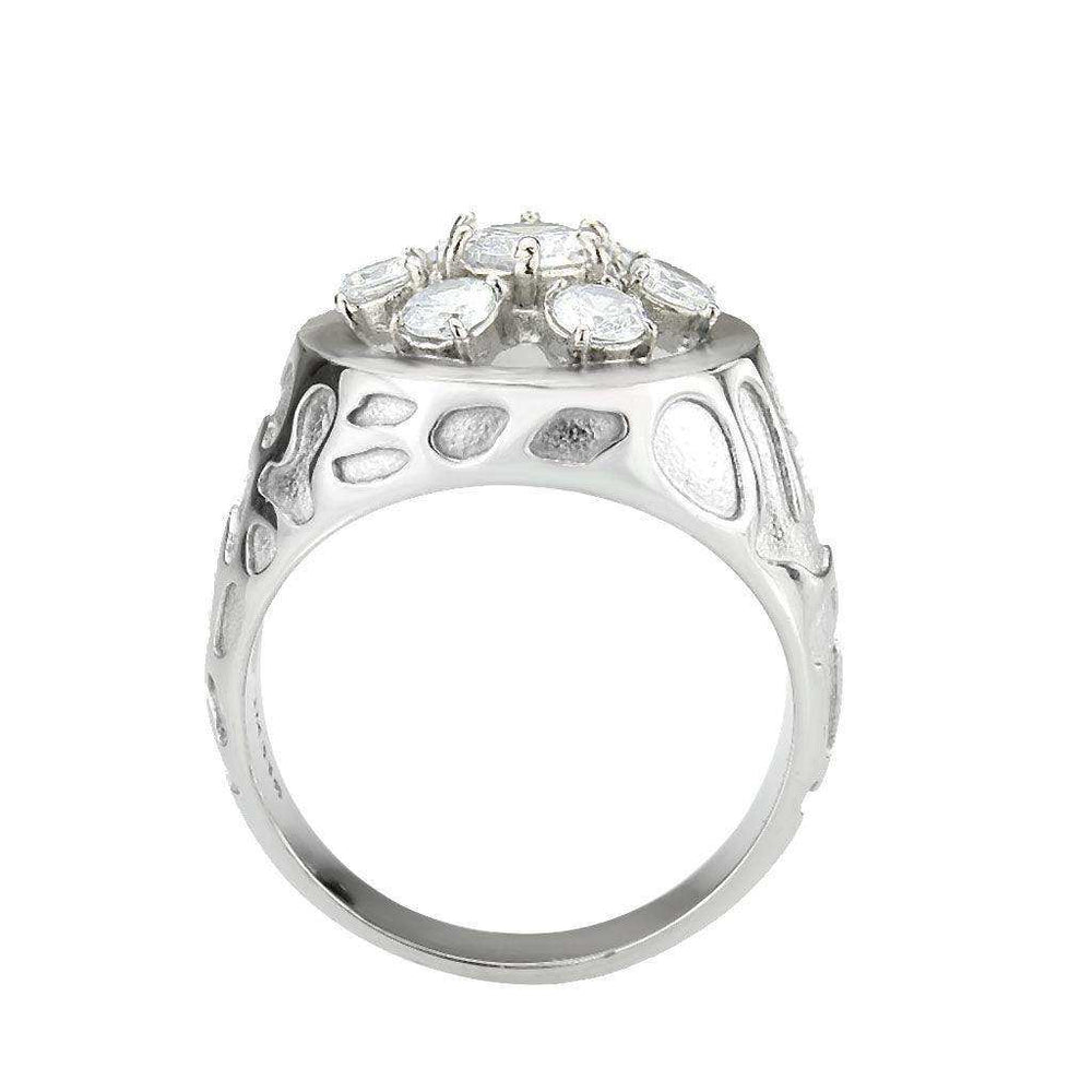 Alamode High polished (no plating) Stainless Steel Ring with AAA Grade CZ in Clear - Alamode - Flyclothing LLC