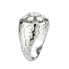 Alamode High polished (no plating) Stainless Steel Ring with AAA Grade CZ in Clear - Flyclothing LLC