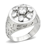 Alamode High polished (no plating) Stainless Steel Ring with AAA Grade CZ in Clear - Alamode