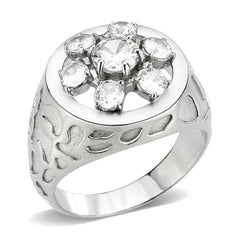 Alamode High polished (no plating) Stainless Steel Ring with AAA Grade CZ in Clear - Flyclothing LLC