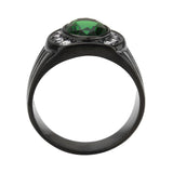 Alamode IP Black (Ion Plating) Stainless Steel Ring with Synthetic in Emerald - Alamode