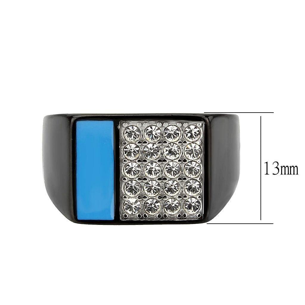 Alamode Two Tone IP Black (Ion Plating) Stainless Steel Ring with Top Grade Crystal in Clear - Flyclothing LLC