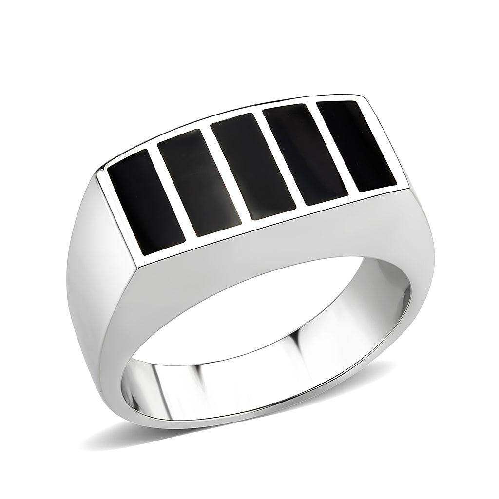 Alamode High polished (no plating) Stainless Steel Ring with Epoxy in Jet - Alamode - Flyclothing LLC