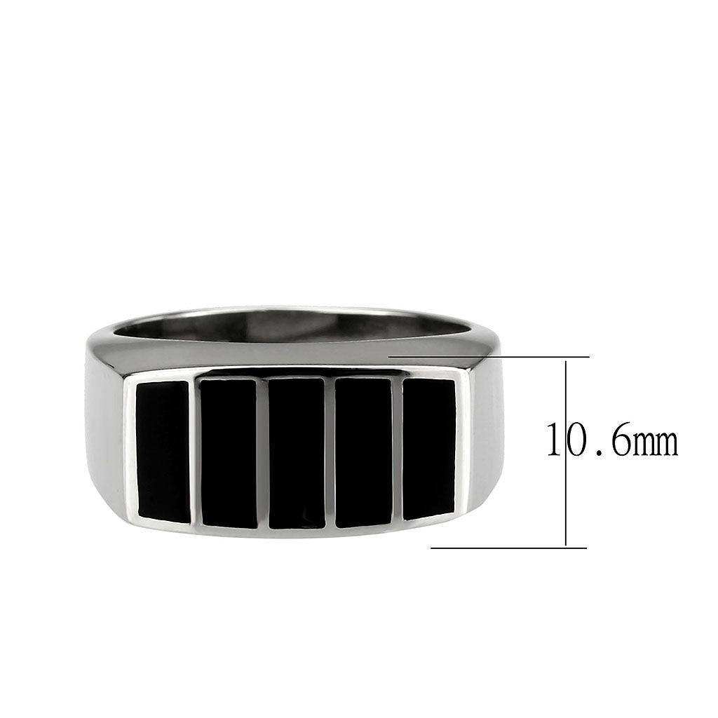 Alamode High polished (no plating) Stainless Steel Ring with Epoxy in Jet - Alamode - Flyclothing LLC