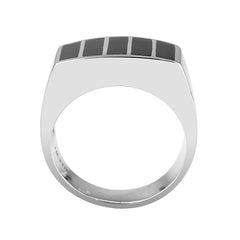 Alamode High polished (no plating) Stainless Steel Ring with Epoxy in Jet - Flyclothing LLC