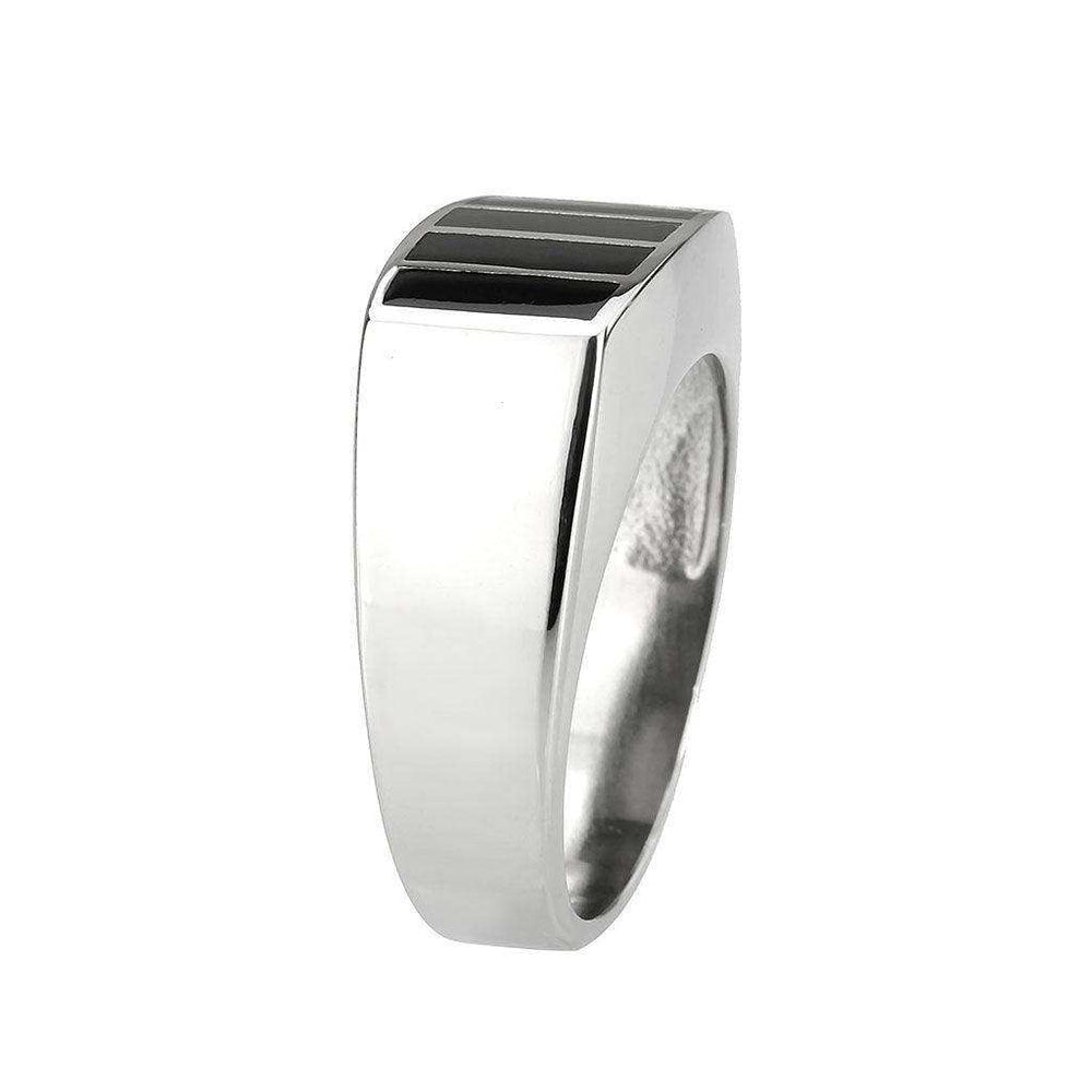 Alamode High polished (no plating) Stainless Steel Ring with Epoxy in Jet - Alamode - Flyclothing LLC
