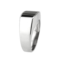 Alamode High polished (no plating) Stainless Steel Ring with Epoxy in Jet - Flyclothing LLC