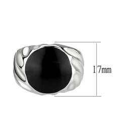 Alamode High polished (no plating) Stainless Steel Ring with Epoxy in Jet - Flyclothing LLC